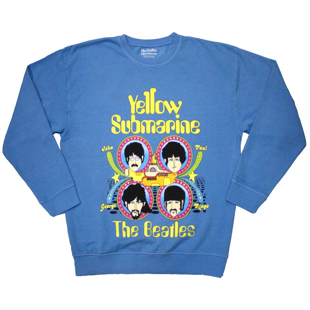 The Beatles Unisex Sweatshirt Yellow Submarine Heads In Circles Blue (XL)