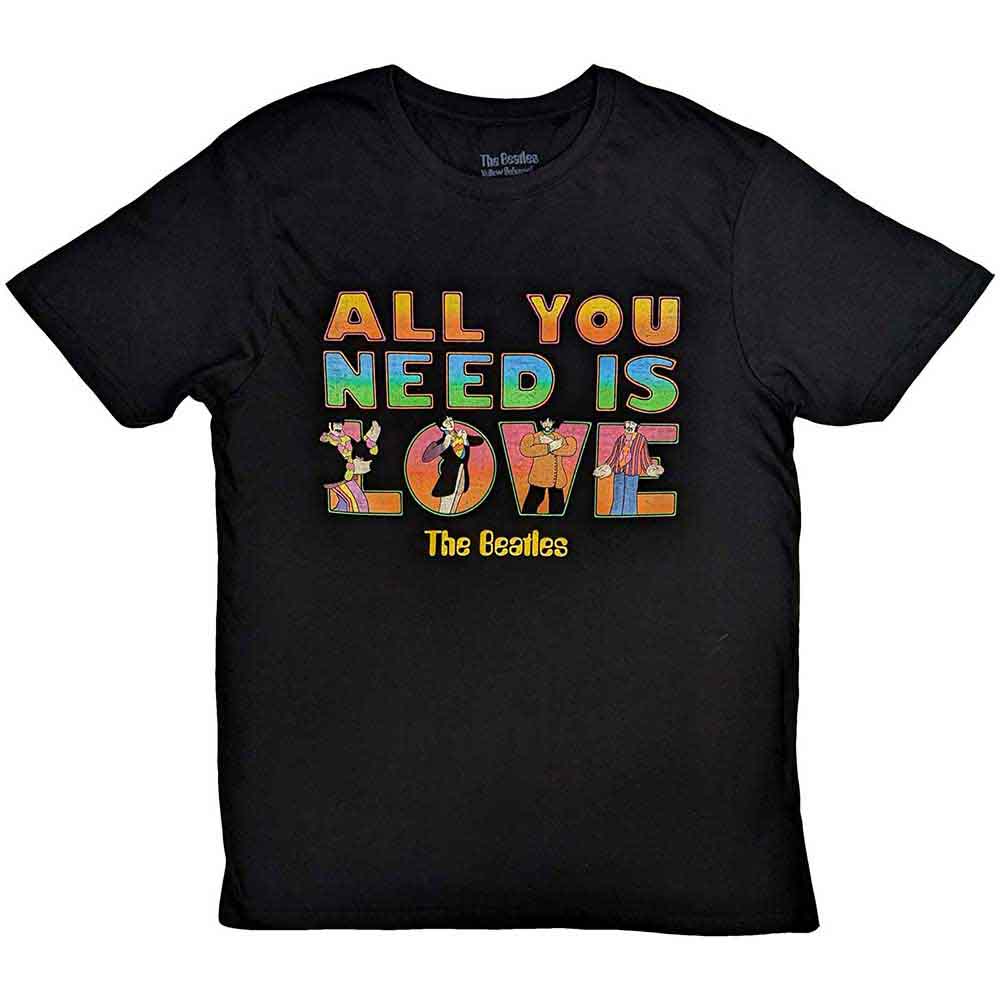 The Beatles Unisex T-Shirt Yellow Submarine All You Need Is Love Black (XL)