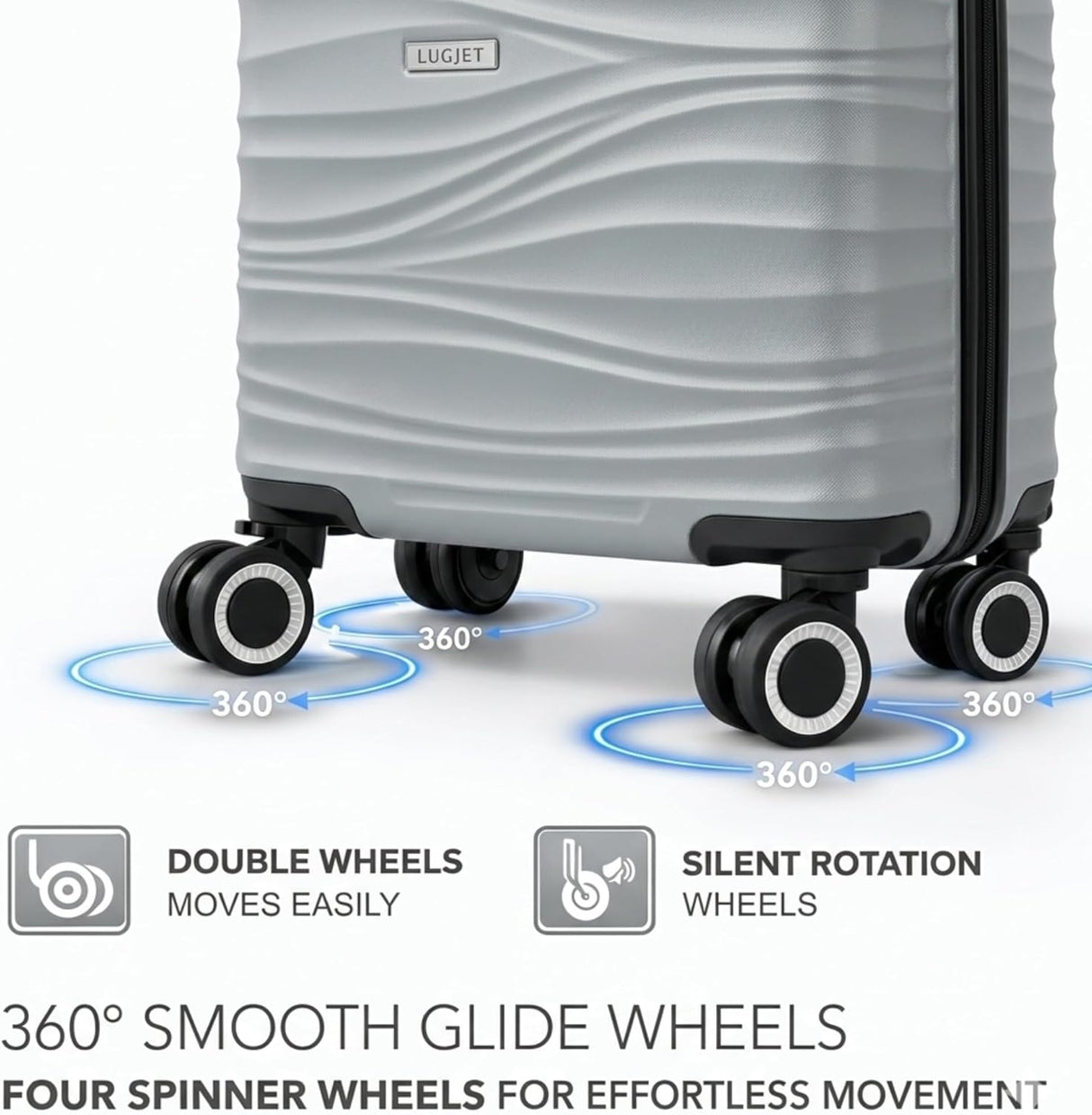 LugJet Hard Shell Lightweight Wheeled Travel Case 45x30x20 Grey - RyanAir Underseat Compatible (Copy) (Copy)