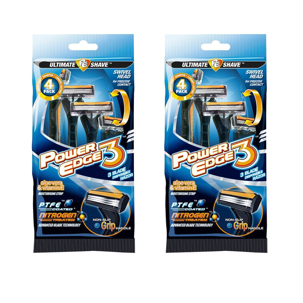 Power Edge 3 Mens Disposable Razors (4pk) ** TWO PACKS **