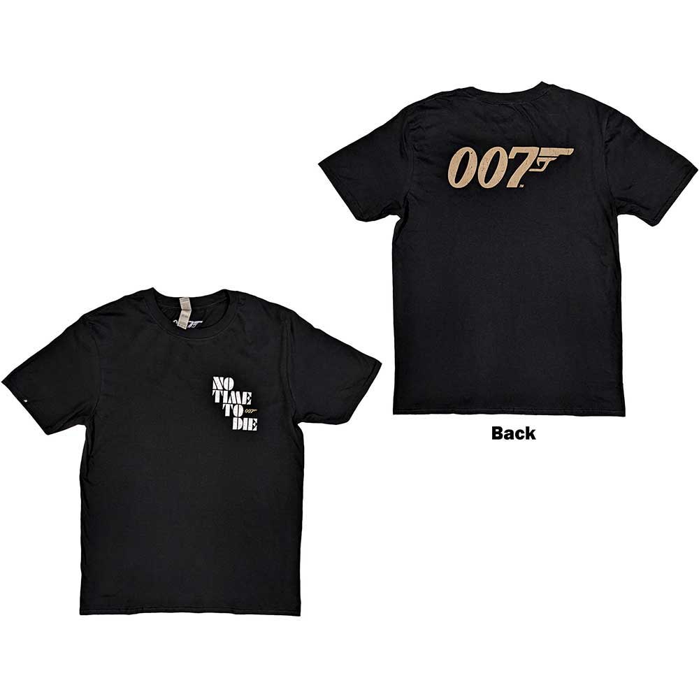 James Bond 007 Unisex T-Shirt No Time To Die & Logo Black (XXL)