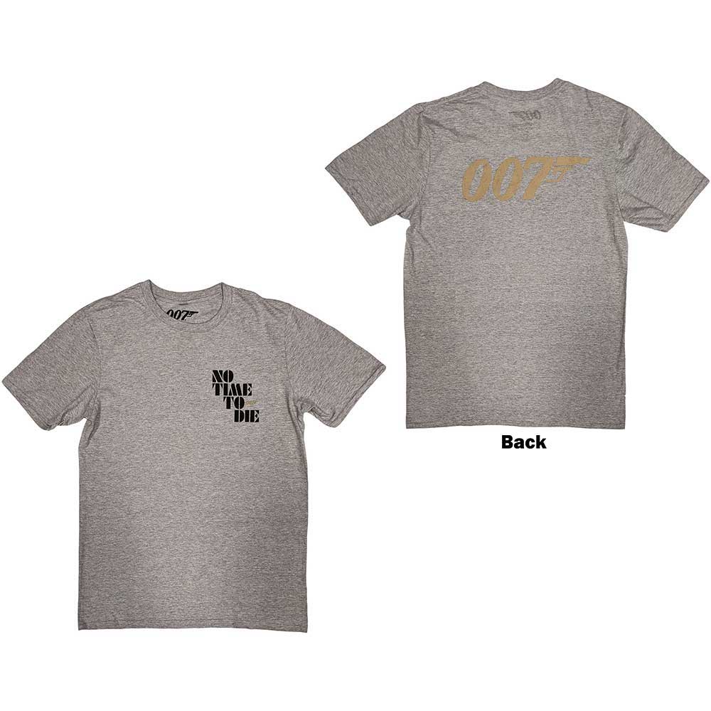 James Bond 007 Unisex T-Shirt No Time To Die & Logo Grey (L)