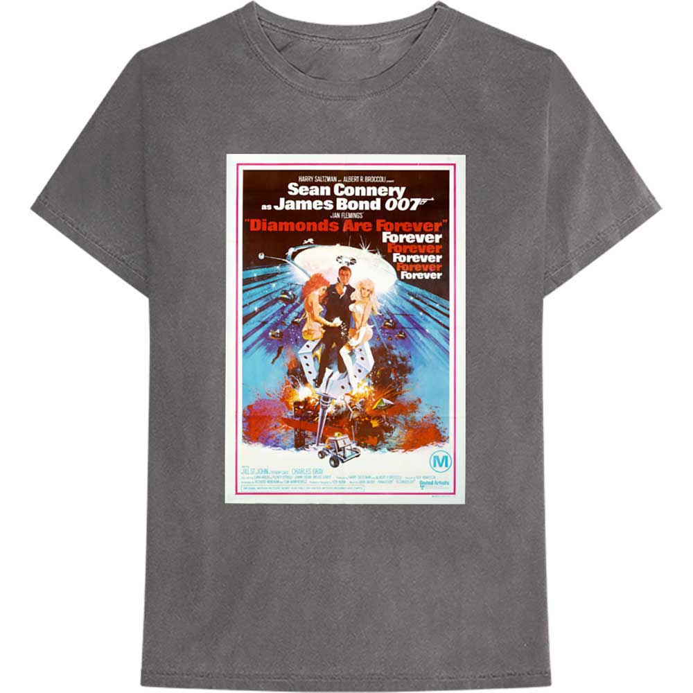 James Bond 007 Unisex T-Shirt Diamonds Are Forever Grey (L)