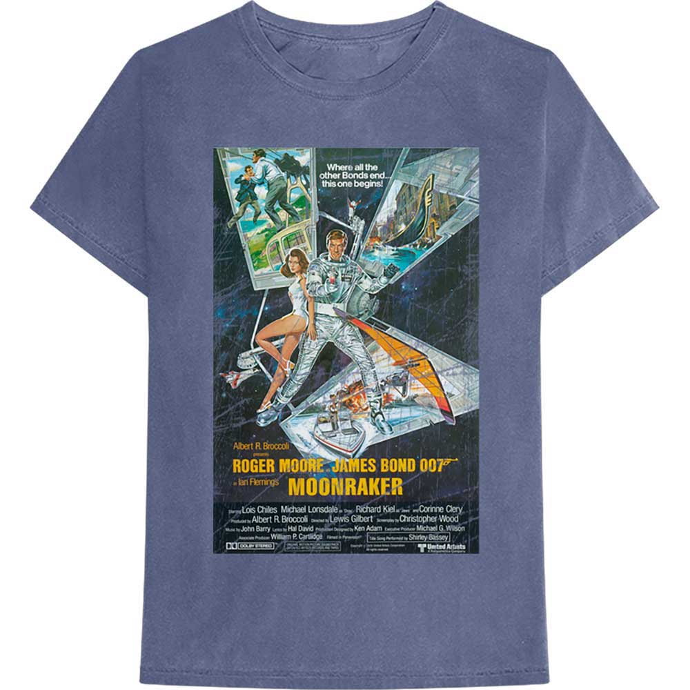James Bond 007 Unisex T-Shirt Moonraker Blue (M)