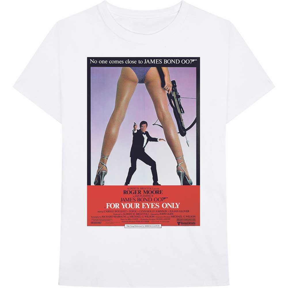 James Bond 007 Unisex T-Shirt For Your Eyes Poster White (L)