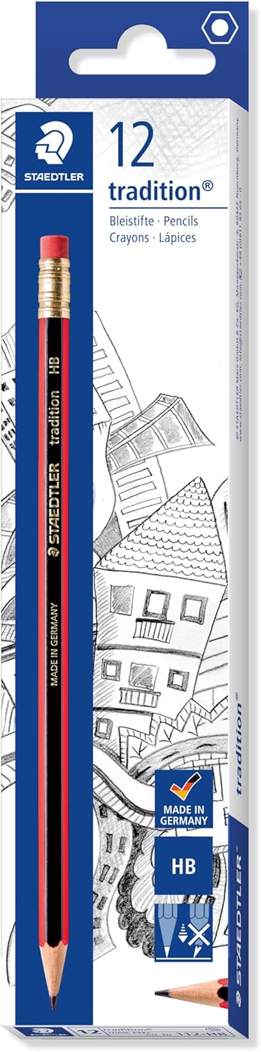 Staedtler Tradition 112 Graphite Pencil HB with Eraser Tip (12pk)