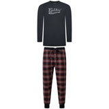 Lucky Brand Crew Neck & Closed Hem Flannel Pant Pyjama Set