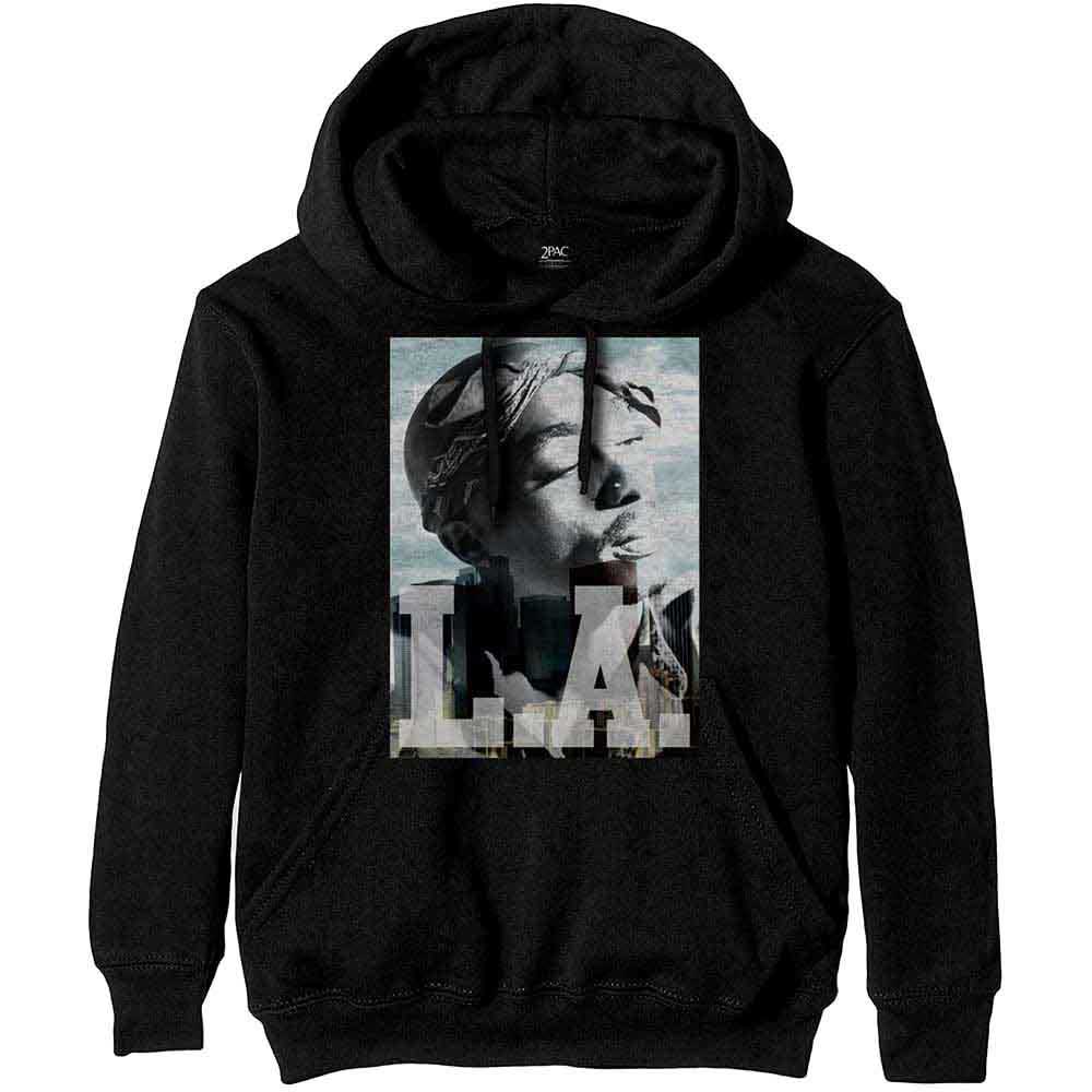 Tupac Unisex Pullover Hoodie LA Skyline Black (S)