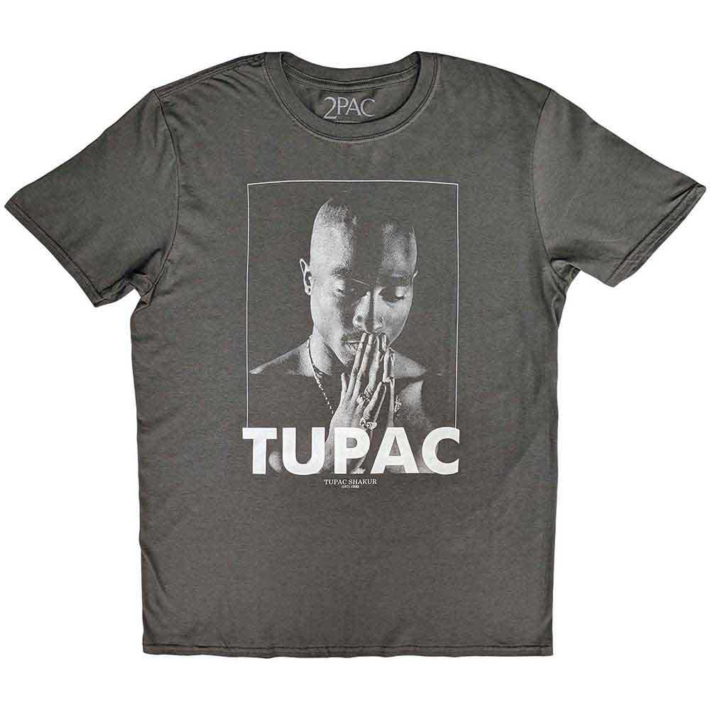 Tupac Men's T-Shirt Praying Charcoal Grey (M)