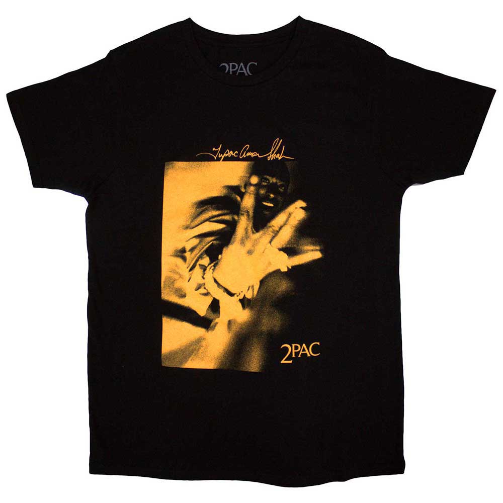 Tupac Unisex T-Shirt Fingers Orange Tone Black (L)