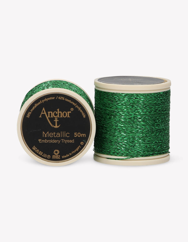 Anchor Metallic Embroidery Thread 50m - Green (0322)