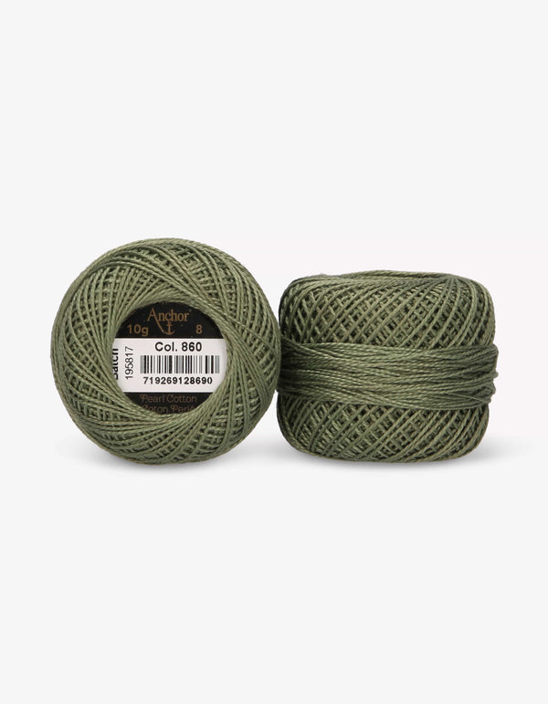 Anchor Pearl Cotton 8 Embroidery Thread 10g Ball - Green (0860)