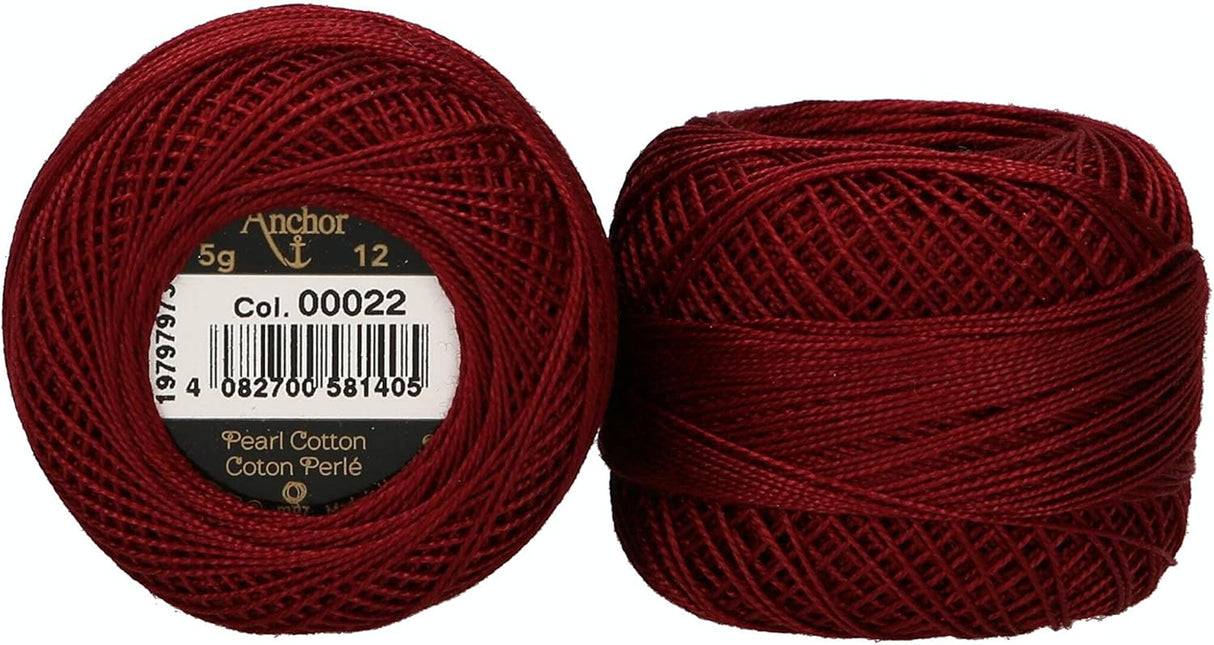 Anchor Pearl Cotton 12 Embroidery Thread 5g Ball - Red (0022)