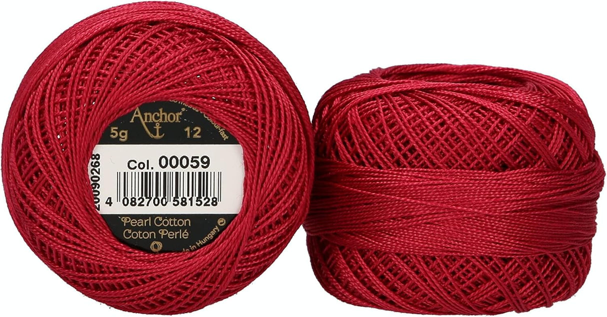 Anchor Pearl Cotton 12 Embroidery Thread 5g Ball - Red (0059)