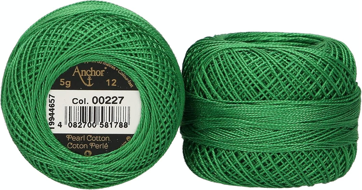 Anchor Pearl Cotton 12 Embroidery Thread 5g Ball - Green (0227)
