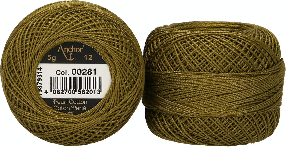 Anchor Pearl Cotton 12 Embroidery Thread 5g Ball - Green (0281)