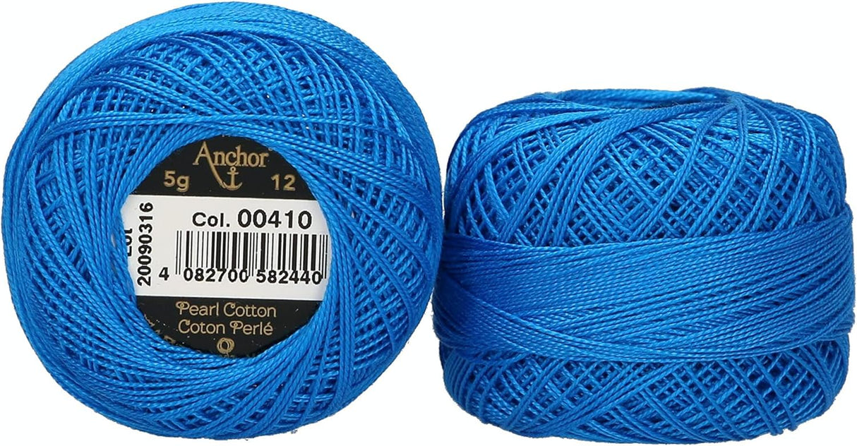 Anchor Pearl Cotton 12 Embroidery Thread 5g Ball - Blue (0410)