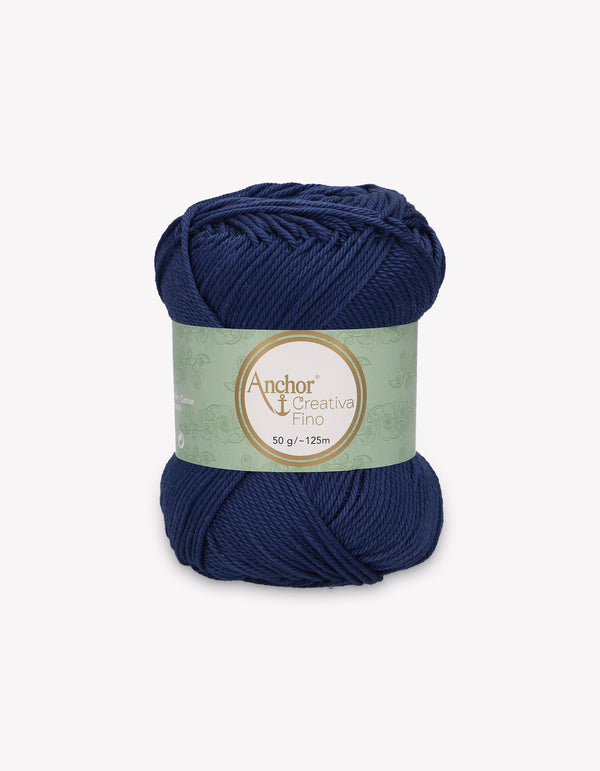 Anchor Creativa Fino Cotton Crochet/Knitting Yarn 4ply 50g Ball - Navy Blue (0150)