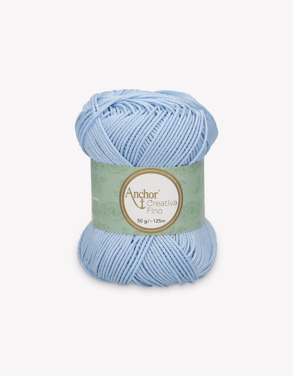 Anchor Creativa Fino Cotton Crochet/Knitting Yarn 4ply 50g Ball - Baby Blue (0173)