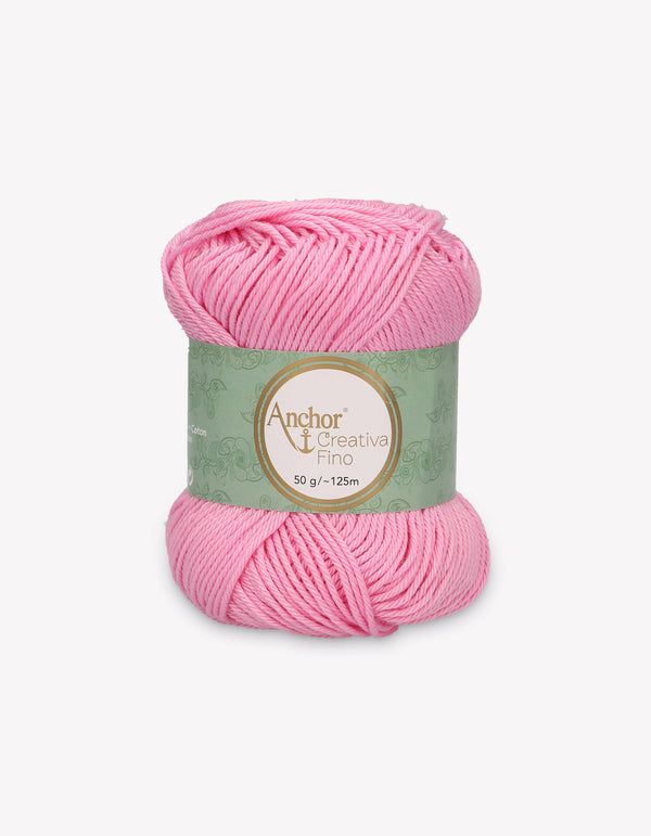 Anchor Creativa Fino Cotton Crochet/Knitting Yarn 4ply 50g Ball - Baby Pink (0222)