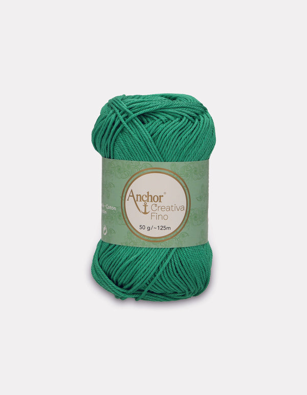 Anchor Creativa Fino Cotton Crochet/Knitting Yarn 4ply 50g Ball - Emerald Green (0241)