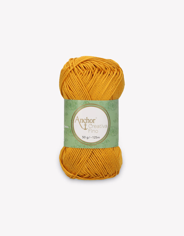 Anchor Creativa Fino Cotton Crochet/Knitting Yarn 4ply 50g Ball - Mustard (0249)