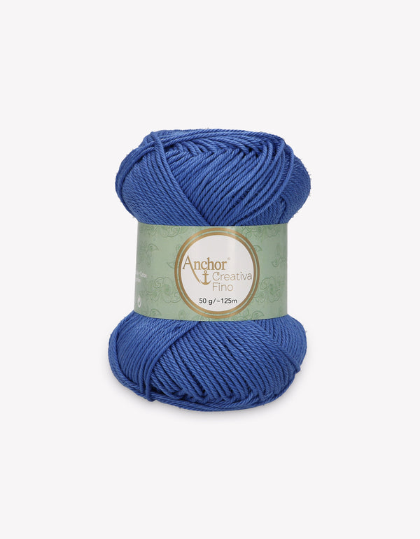 Anchor Creativa Fino Cotton Crochet/Knitting Yarn 4ply 50g Ball - Cobalt Blue (0261)