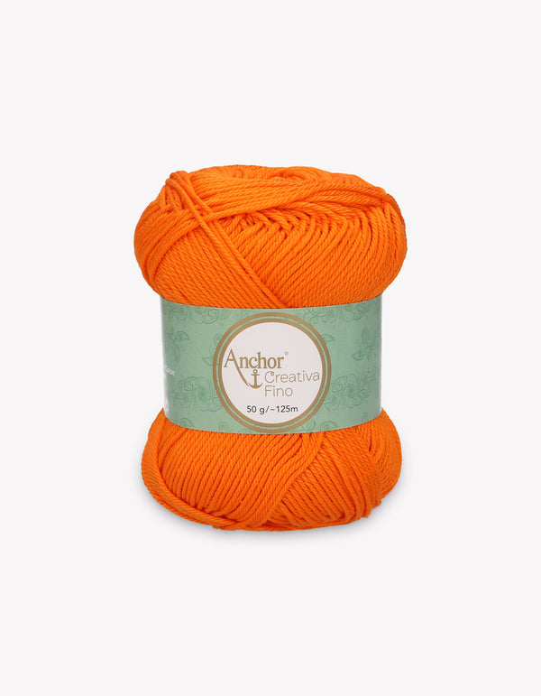 Anchor Creativa Fino Cotton Crochet/Knitting Yarn 4ply 50g Ball - Orange (0281)