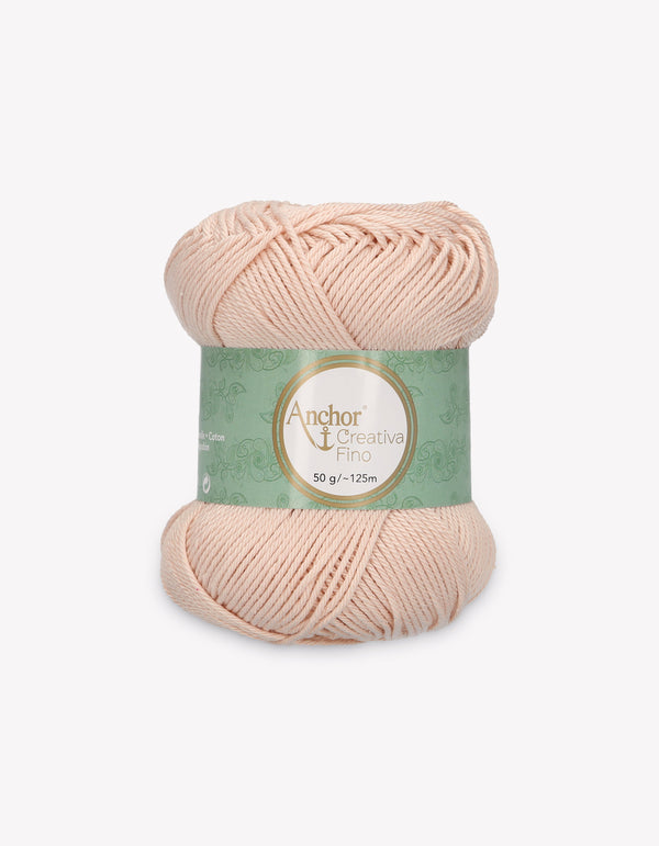Anchor Creativa Fino Cotton Crochet/Knitting Yarn 4ply 50g Ball - Pale Salmon (0363)