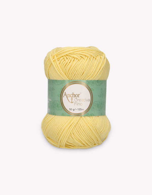 Anchor Creativa Fino Cotton Crochet/Knitting Yarn 4ply 50g Ball - Pale Yellow (0403)