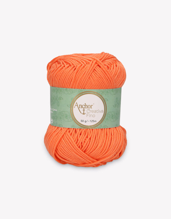 Anchor Creativa Fino Cotton Crochet/Knitting Yarn 4ply 50g Ball - Pale Orange (0410)