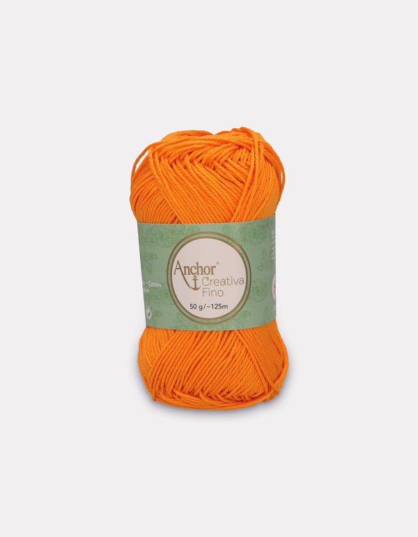 Anchor Creativa Fino Cotton Crochet/Knitting Yarn 4ply 50g Ball - Orange (0411)