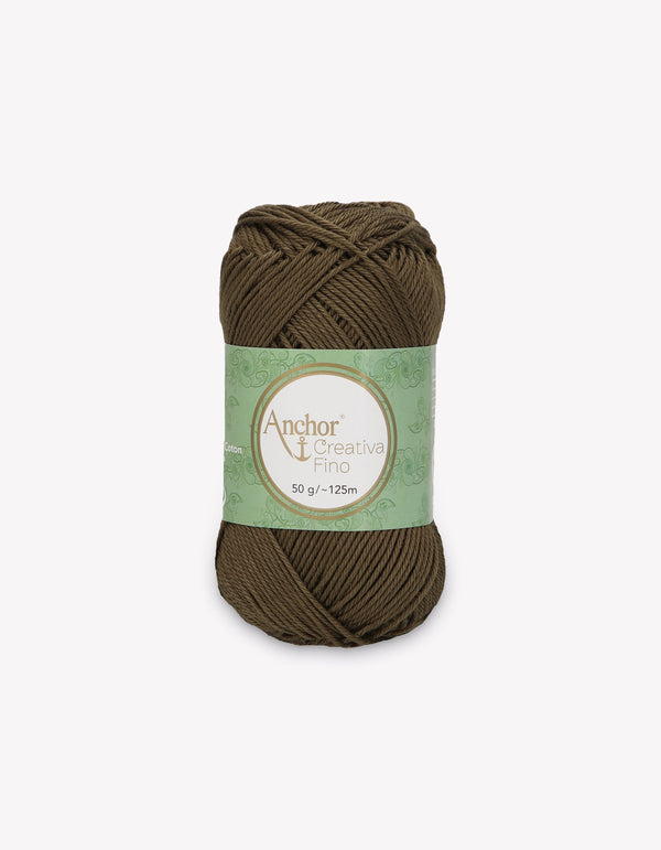 Anchor Creativa Fino Cotton Crochet/Knitting Yarn 4ply 50g Ball - Dark Olive Green (0414)