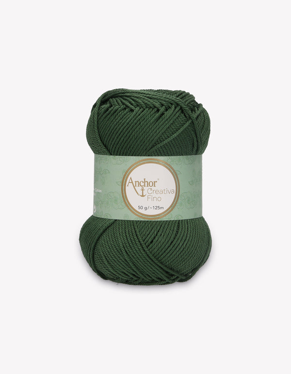Anchor Creativa Fino Cotton Crochet/Knitting Yarn 4ply 50g Ball - Pine Green (0419)