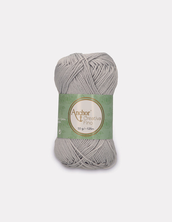 Anchor Creativa Fino Cotton Crochet/Knitting Yarn 4ply 50g Ball - Mid Grey (0434)