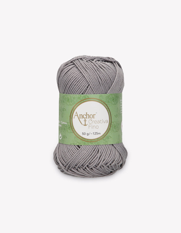 Anchor Creativa Fino Cotton Crochet/Knitting Yarn 4ply 50g Ball - Cool Grey (0435)