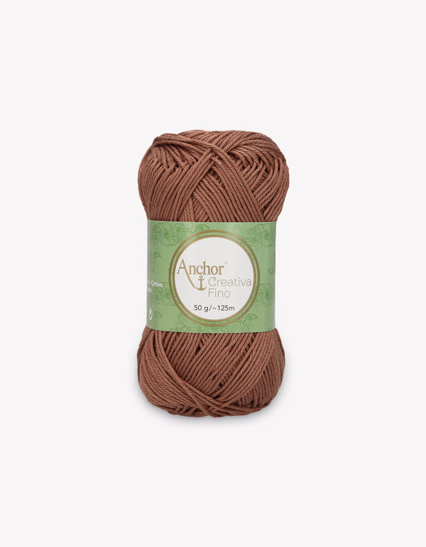 Anchor Creativa Fino Cotton Crochet/Knitting Yarn 4ply 50g Ball - Brown (0438)