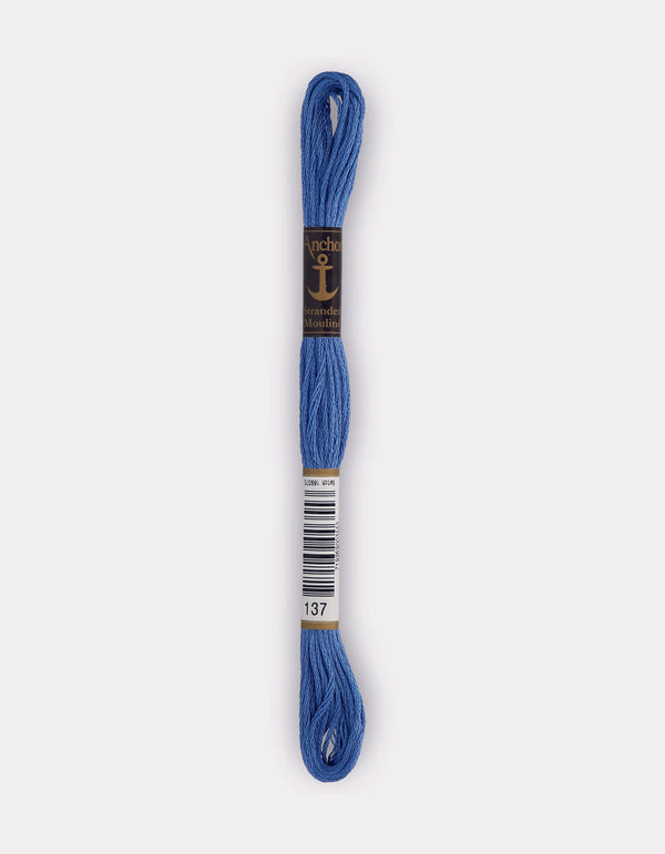 Anchor Mouline Stranded Cotton Embroidery Thread 8m - Blue (0137)