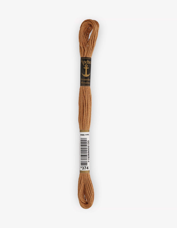 Anchor Mouline Stranded Cotton Embroidery Thread 8m - Brown (0374)