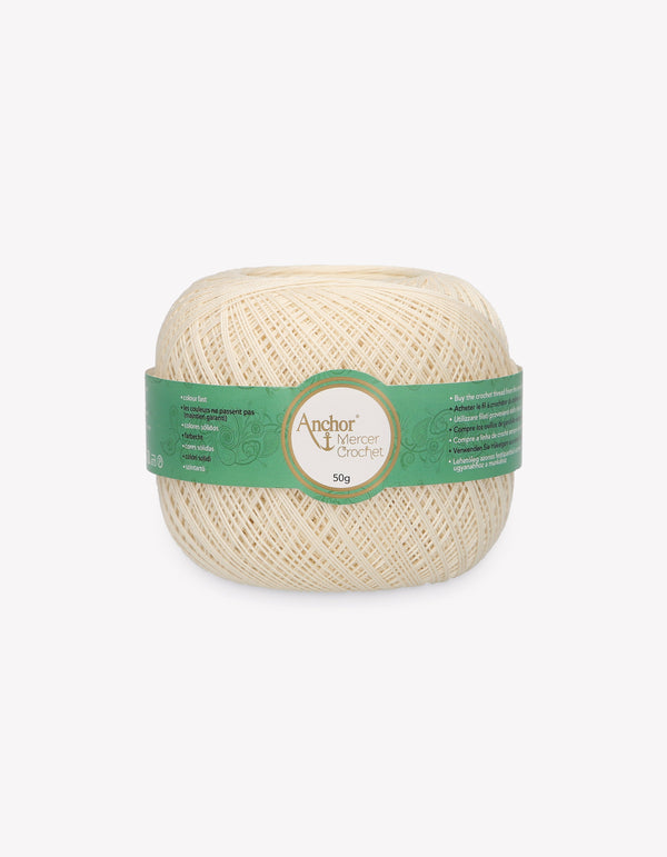 Anchor Mercer 20 Crochet Yarn 6ply 50g Ball - Cream (0926)