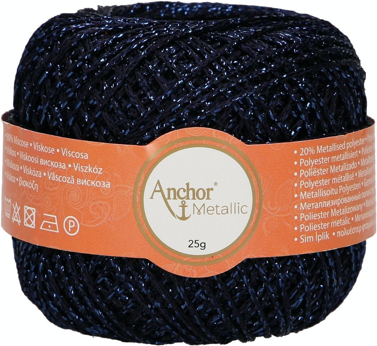 Anchor Metallic Crochet Yarn 100m 25g Ball Dark Blue (0321)