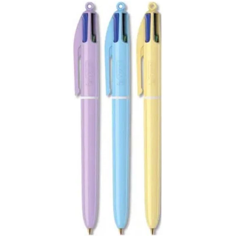 BIC 4 Colours Party Ballpoint Pen Pastel Colours Barrel 1.0mm Tip Black/Blue/Green/Red Ink (12pk)