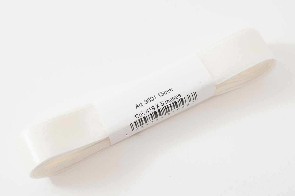 Berisfords Satin Ribbon Pack 5m x 15mm Bridal White (4pc)