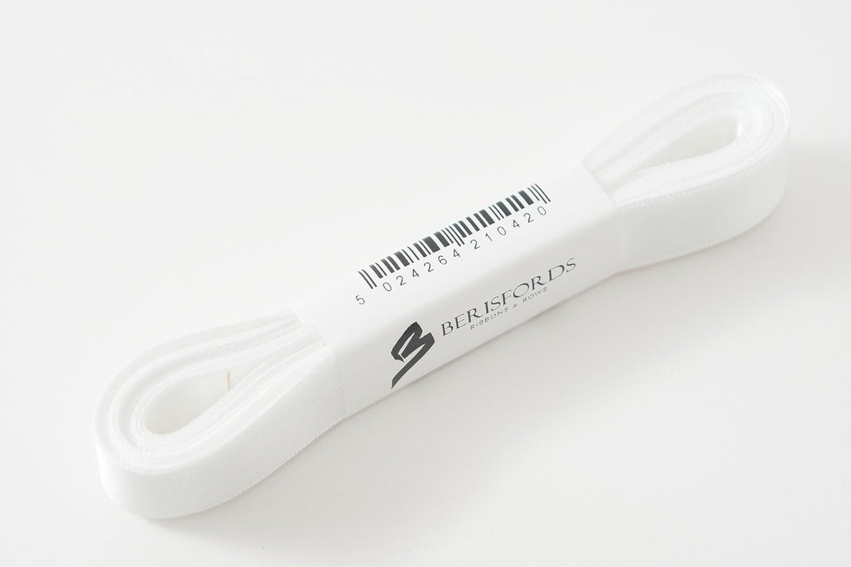 Berisfords Satin Ribbon Pack 5m x 7mm White (4pc)