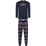Lucky Brand Crew Neck & Closed Hem Flannel Pant Pyjama Set