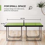 Tennis Table Ping Pong Foldable with Net Game Steel 182cm Indoor, Green HOMCOM