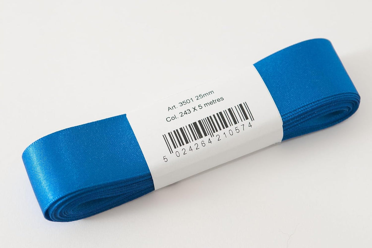 Berisfords Satin Ribbon Pack 5m x 25mm Dark Royal Blue (4pc)