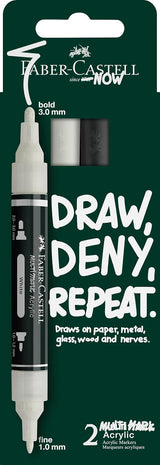 Faber-Castell Multimark Acrylic Dual Marker Black & White (2pc)