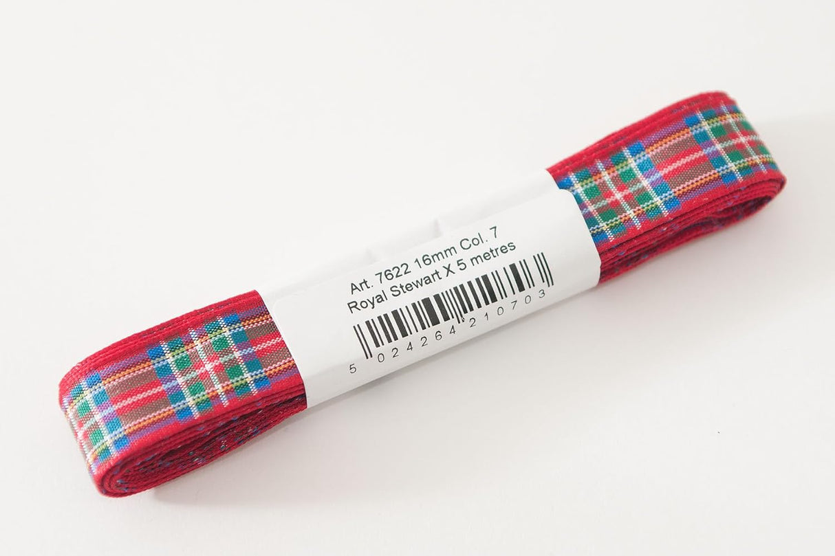 Berisfords Tartan Ribbon Pack 5m x 16mm Royal Stewart (4pc)