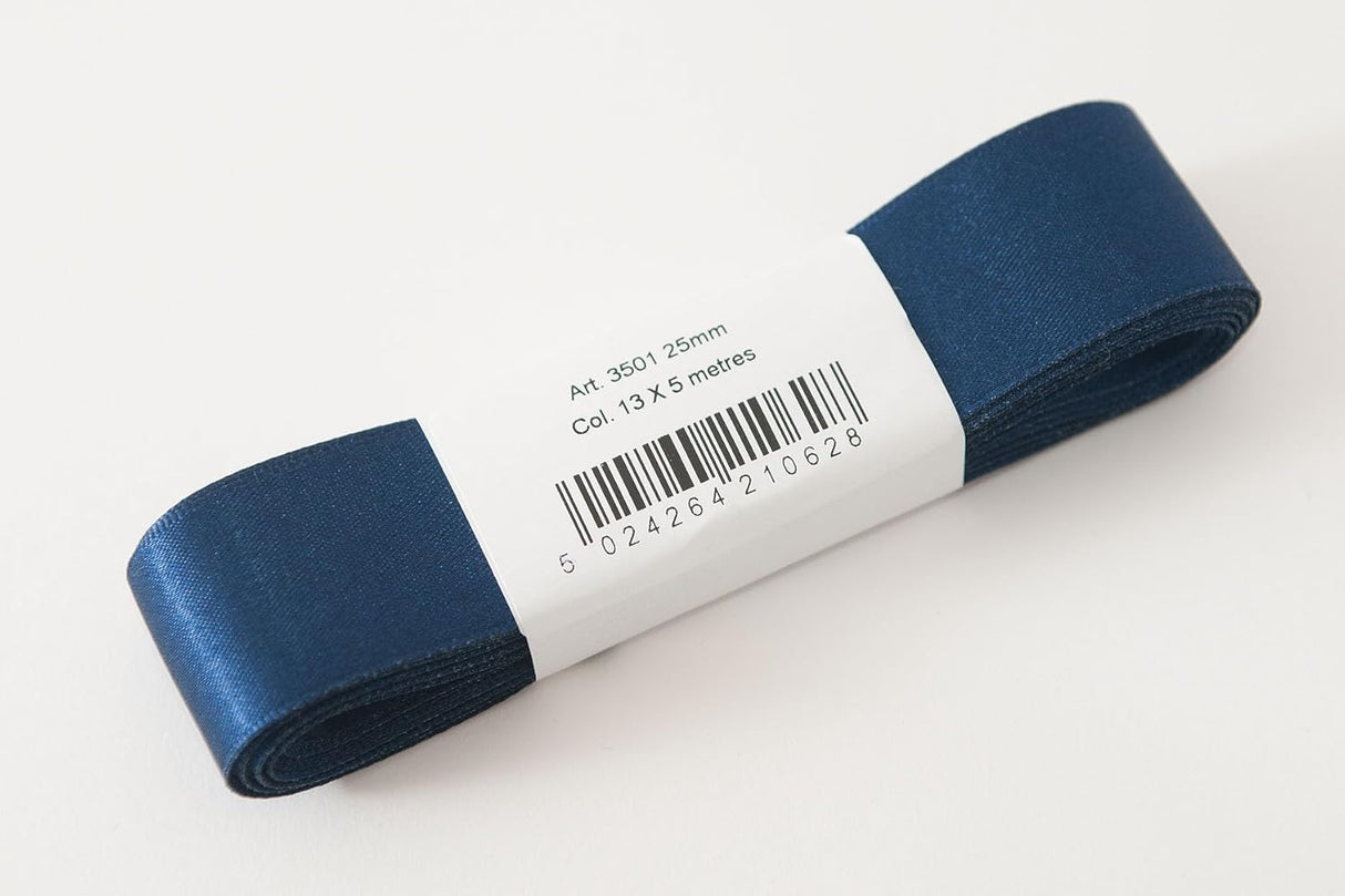 Berisfords Satin Ribbon Pack 5m x 25mm Navy Blue (4pc)